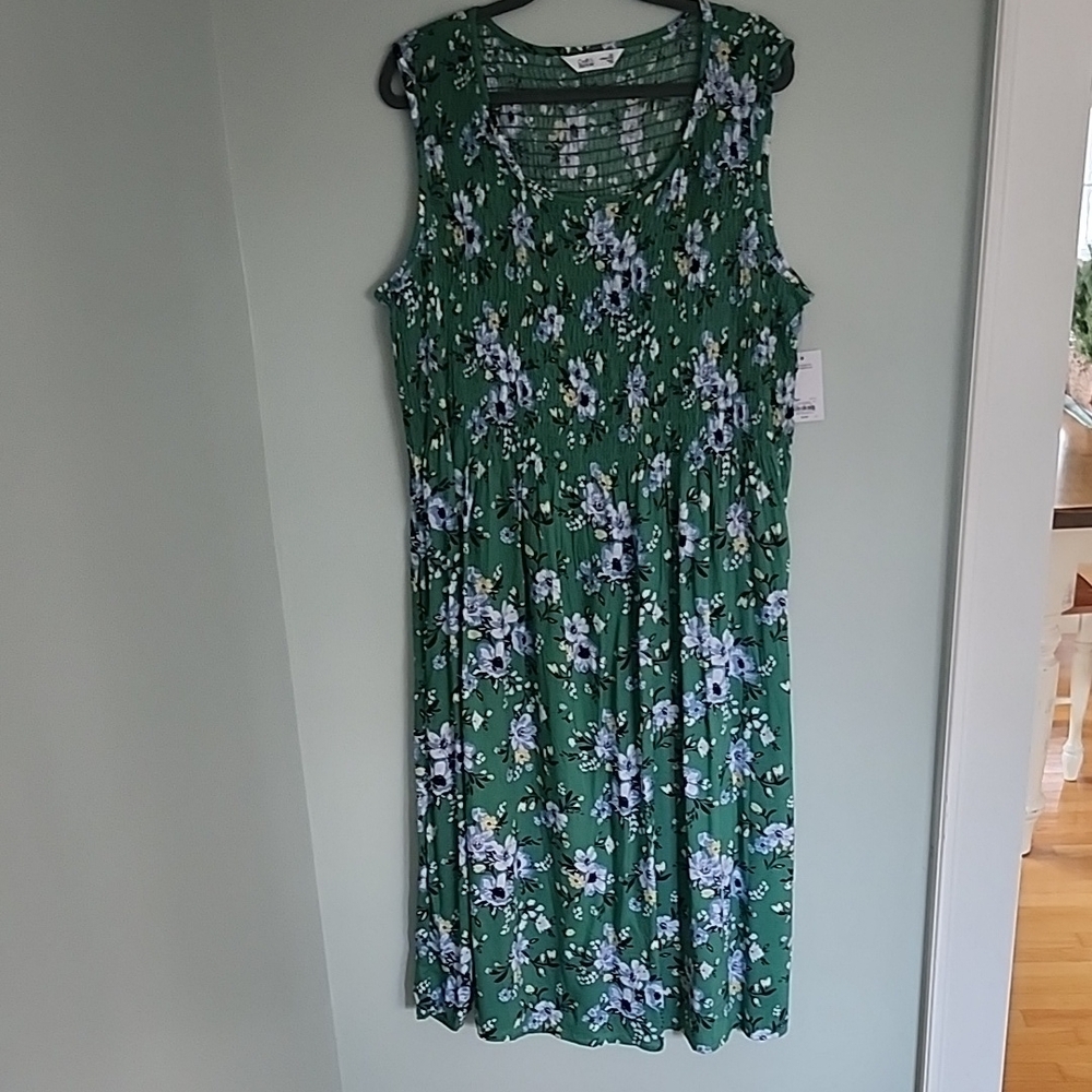 NWT 2X Floral Green Dress by Croft & Barrow